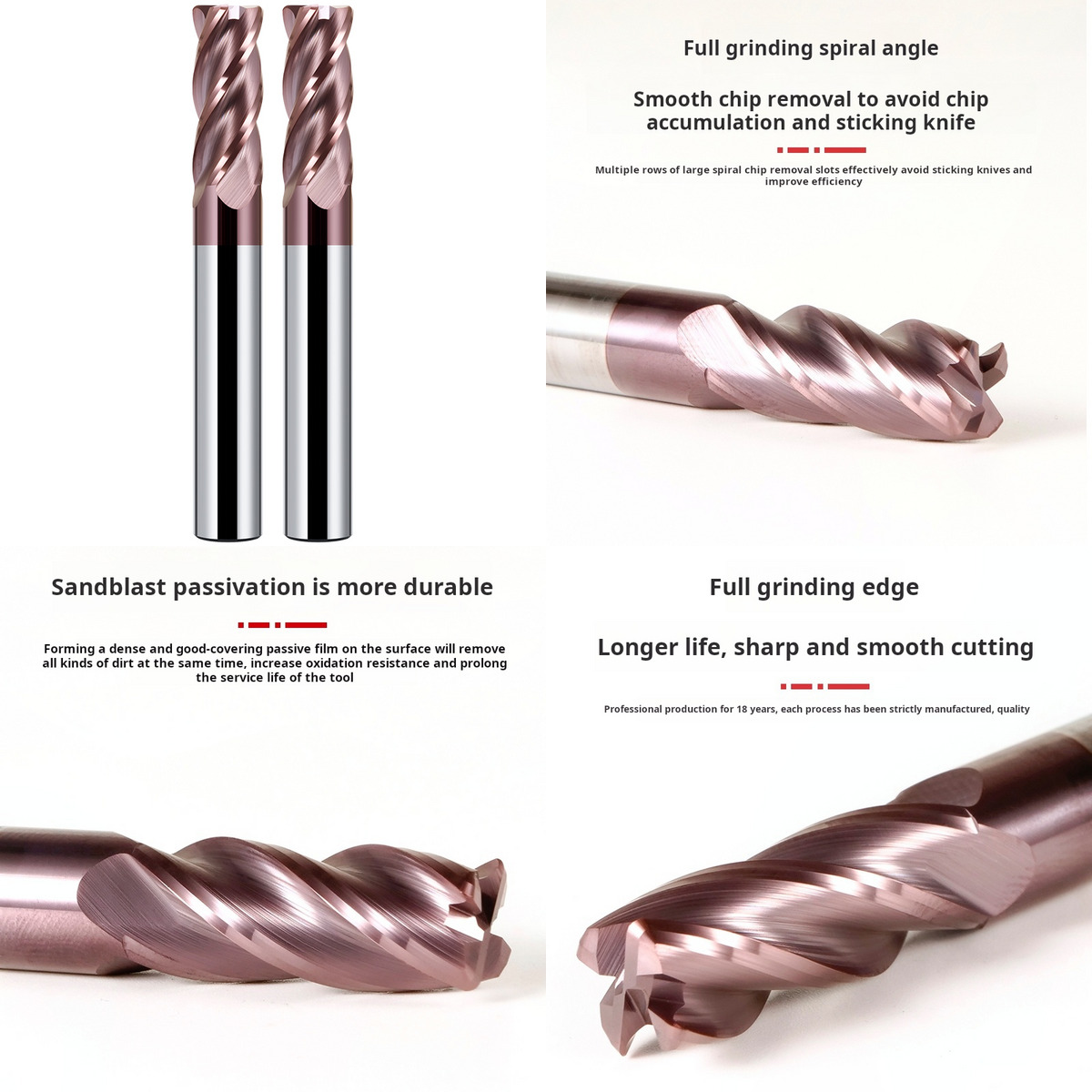 HRC60 4 flute Round Nose milling Cutter
